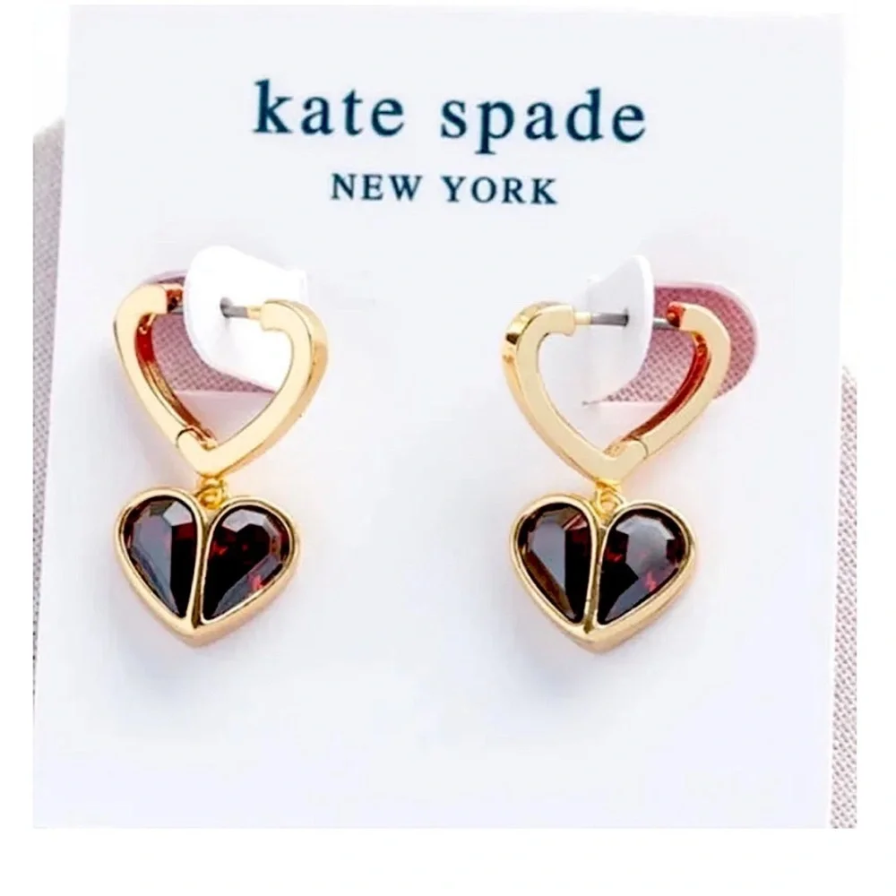 Kate Spade ♠️ Rock Solid Heart Huggies Earrings - Picture 3 of 9
